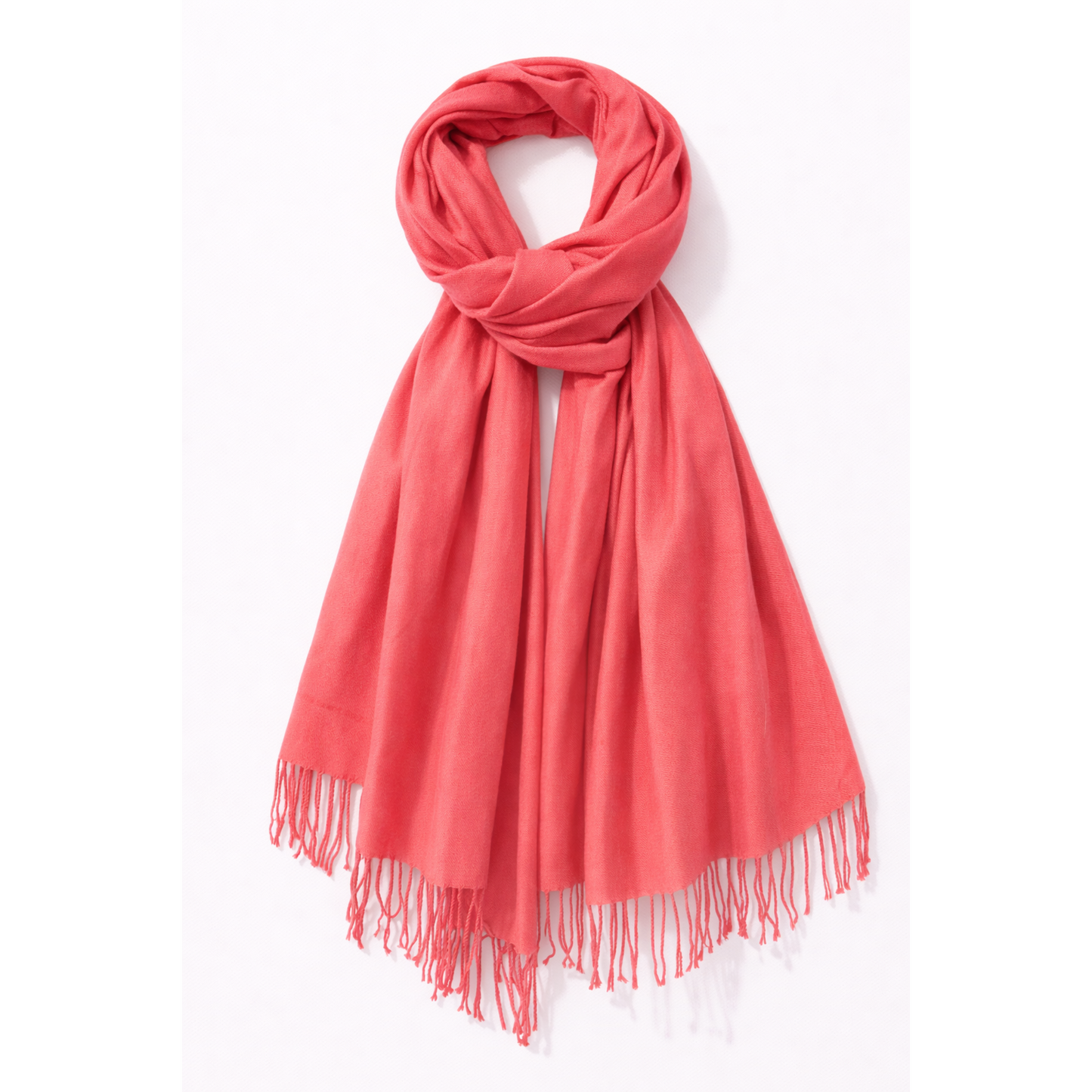 Coral Fringe Viscose Pashmina Wrap