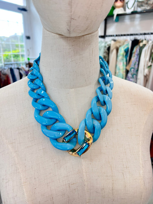 Turquoise & Gold Curb Statement Necklace