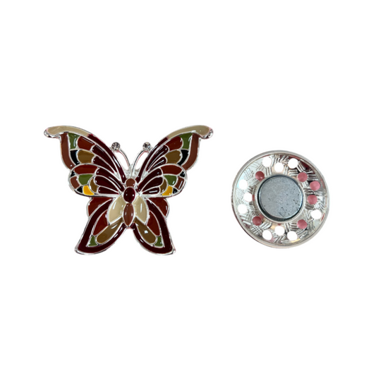 Butterfly Magnetic Brooch Brown Multicoloured