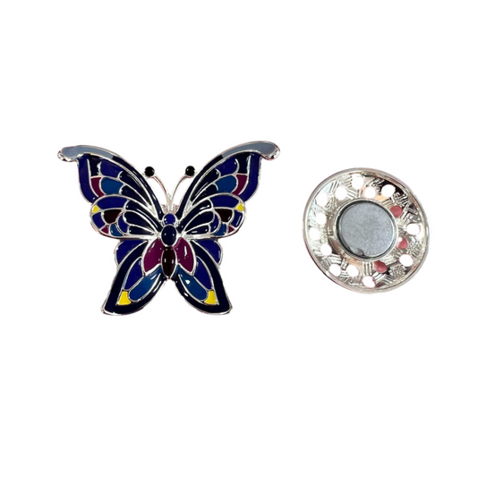 Butterfly Magnetic Brooch Navy Multicoloured