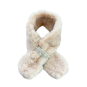 Champagne Faux Fur Collar with Pearls