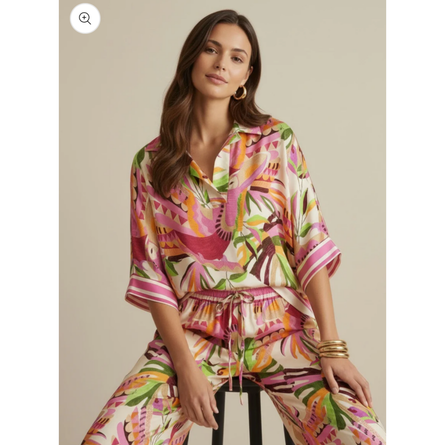 DECK Palm Multiprint Top Fuschia