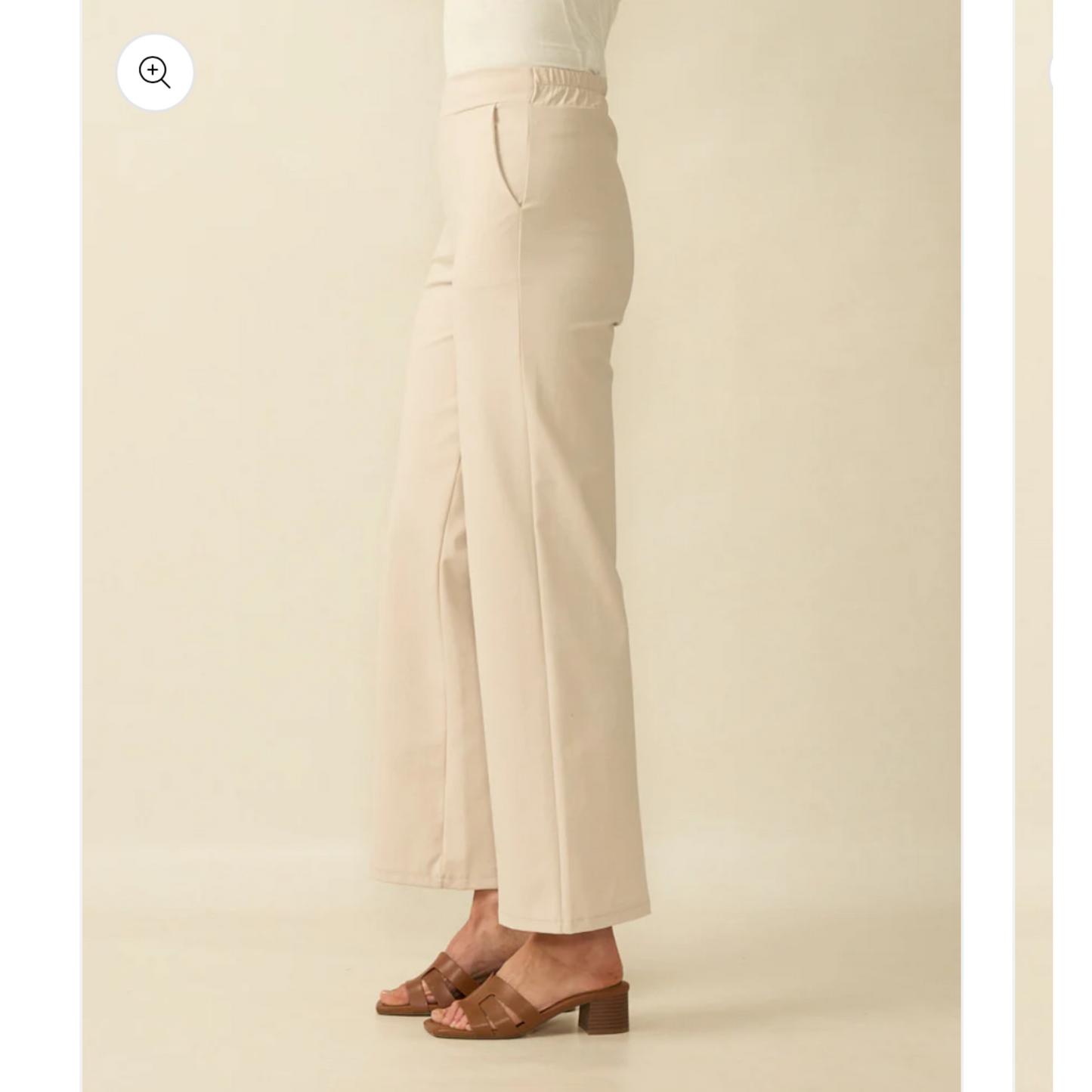 DECK Cotton Stretch Straight Leg Trousers Beige