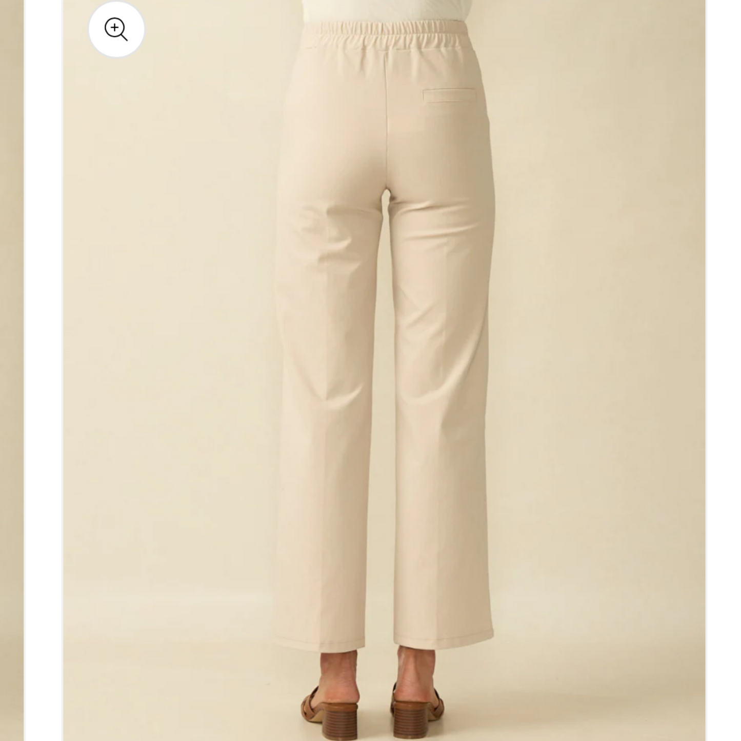 DECK Cotton Stretch Straight Leg Trousers Beige