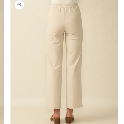 DECK Cotton Stretch Straight Leg Trousers Beige
