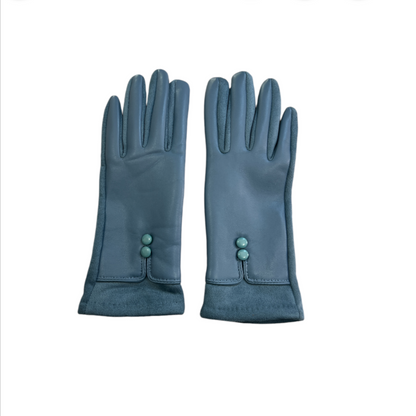 Leatherette Gloves Button Detail (3 Colours)