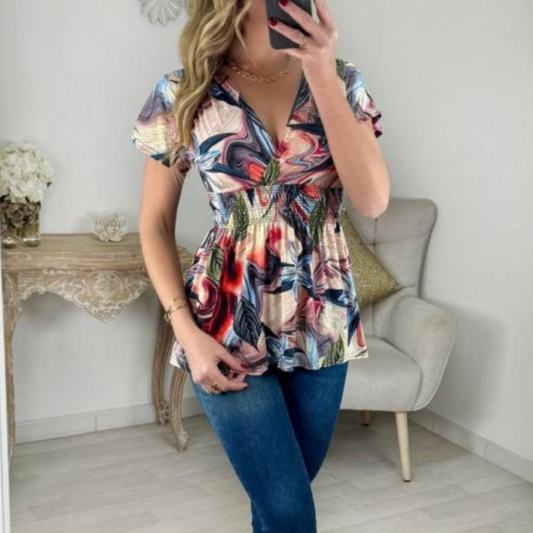 Yasmin Stretch Peplum Top (2 Colours)