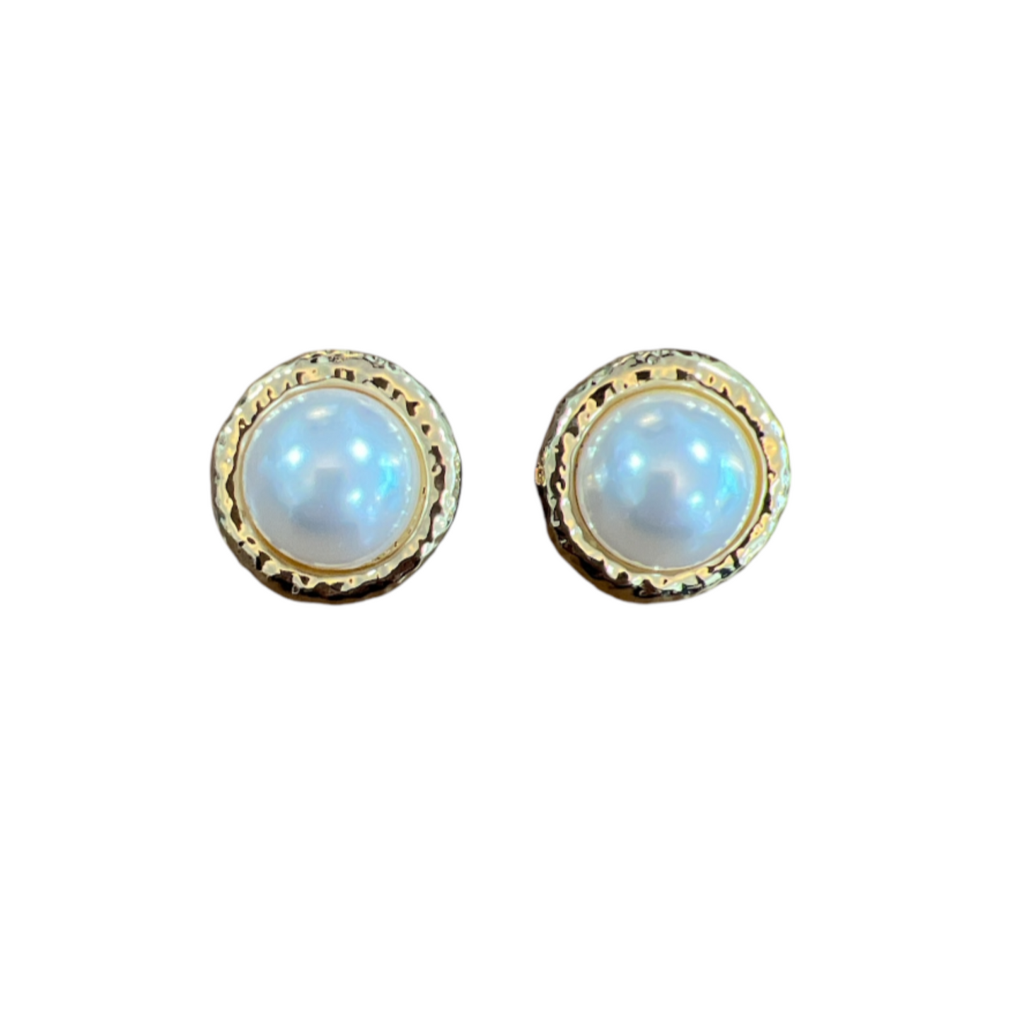 Clip On Earrings Gold Circle Pearl Centre