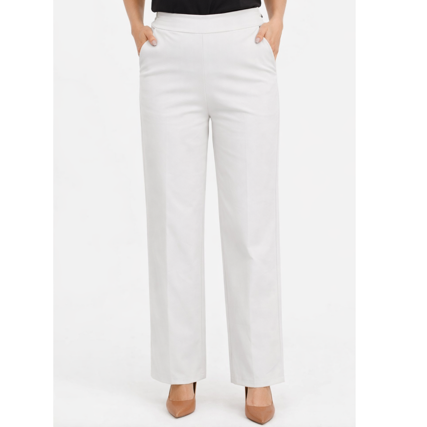 DECK Smart White Elasticated Trousers