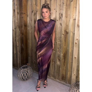 Elena Purple & Beige Bodycon Dress