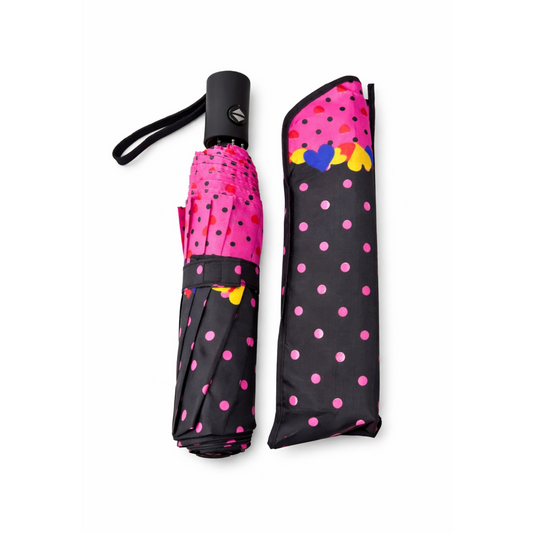 Automatic PolkaDot & Heart Handbag Umbrella (3 Colours)