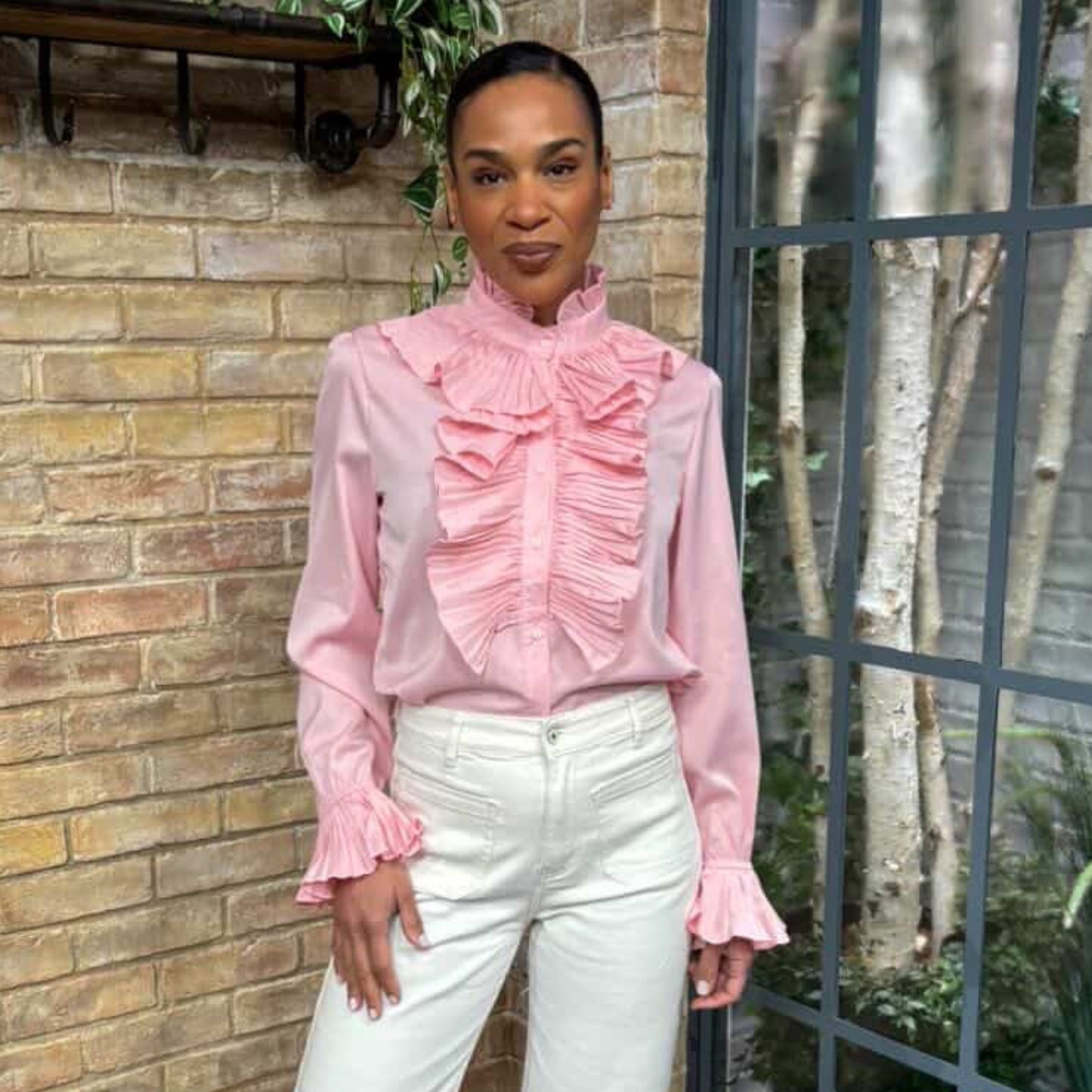 Rosalie Ruffle Front Blouse Blush
