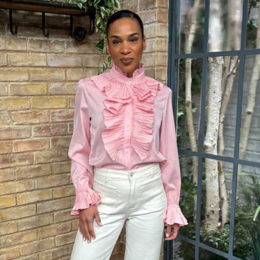 Rosalie Ruffle Front Blouse Blush