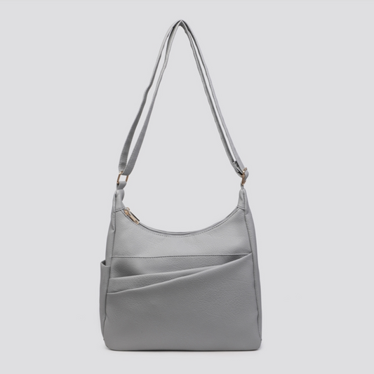 Grey Leatherette Shoulder/Crossbody Bag