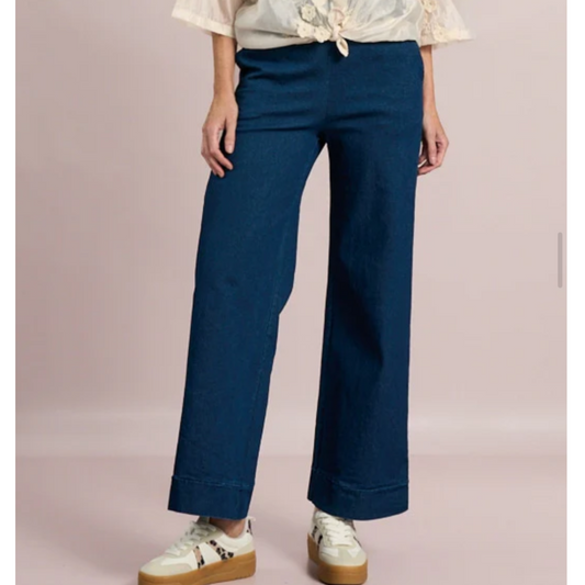 DECK Blue Demin Elasticated Wide Leg Jeans