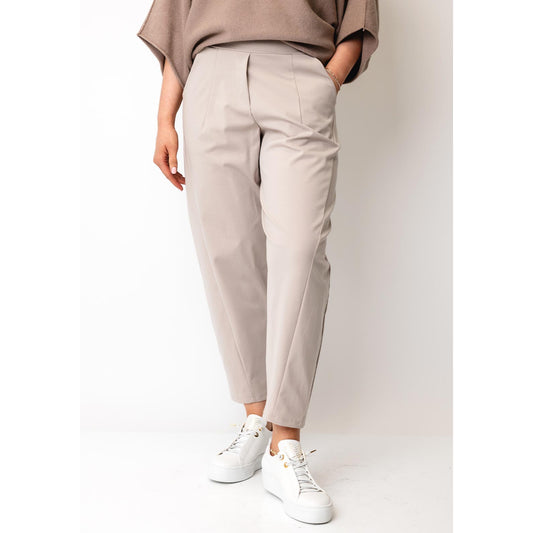 DECK Cotton & Elastane Barrel Trousers Taupe