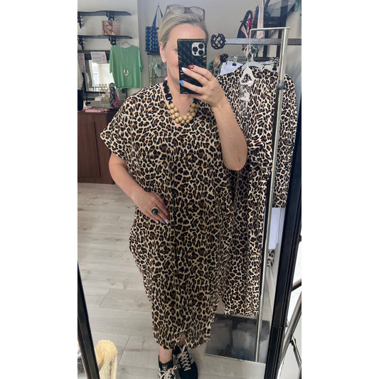 Petra Leopard Print Dress One Size