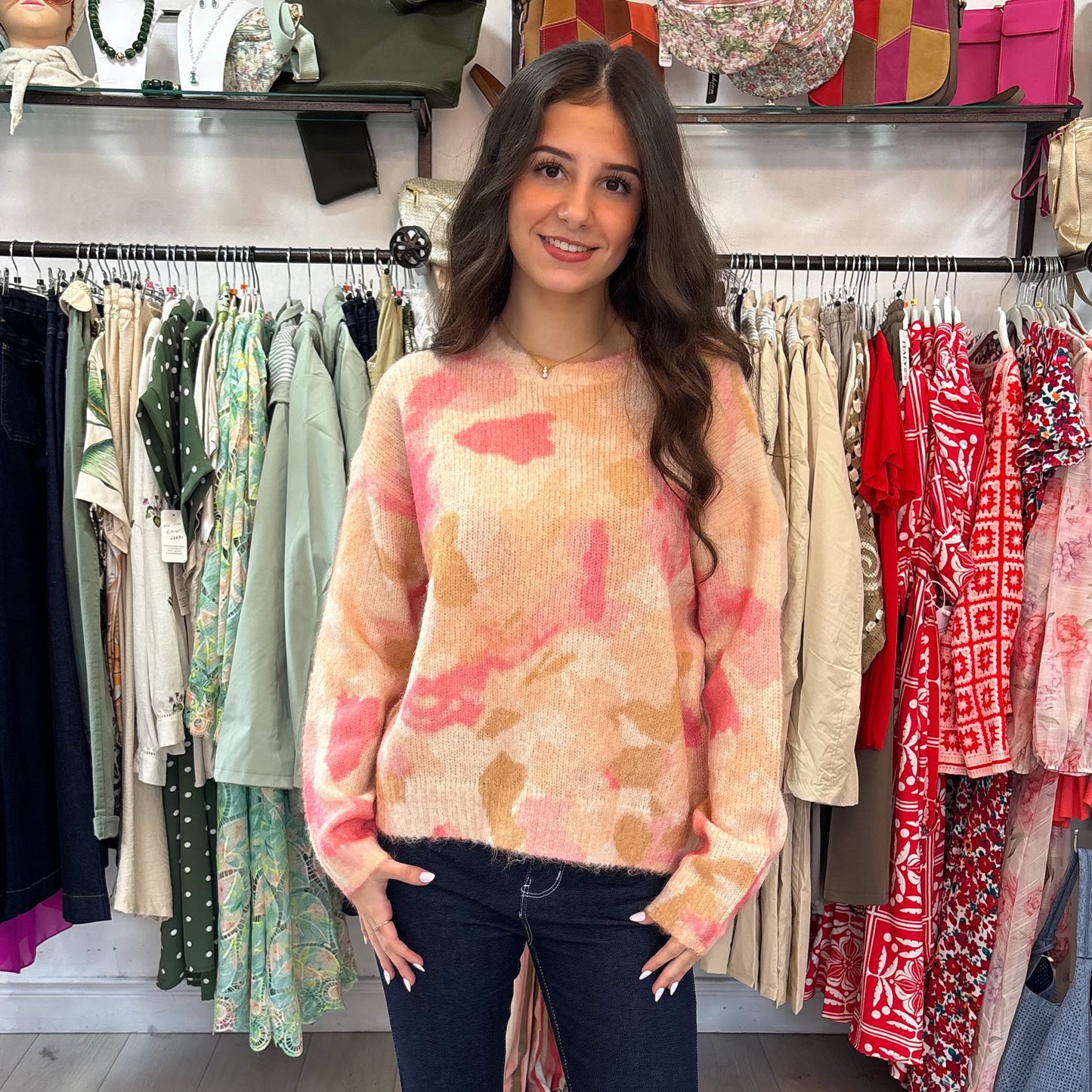 Esme Peach Cream & Beige Jumper