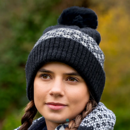 POM Recycled Blend Black & White Scandi Flower Hat