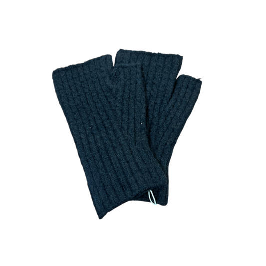 POM Recycled Blend Black Knit Fingerless Gloves