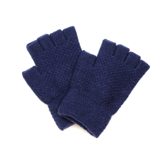 POM Navy Fingerless Gloves