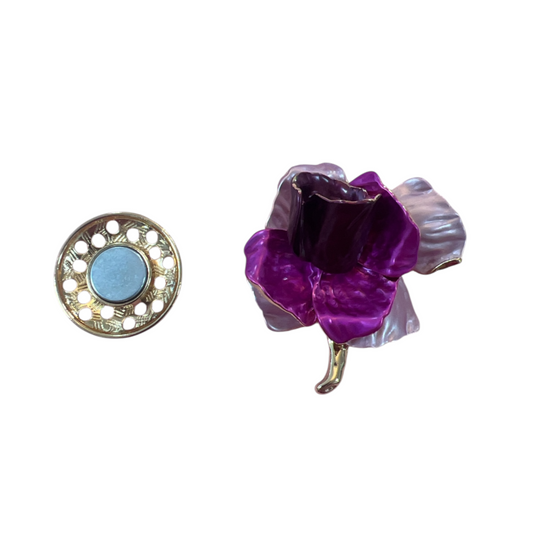 Magnetic Brooch Purple Pink Flower