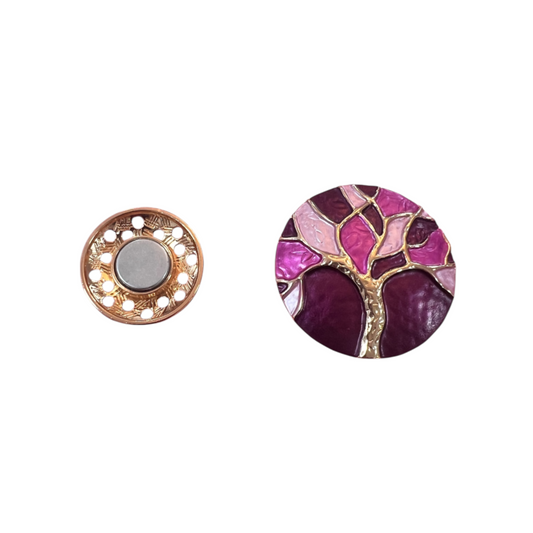 Magnetic Brooch Tree Of Life Magenta & Gold