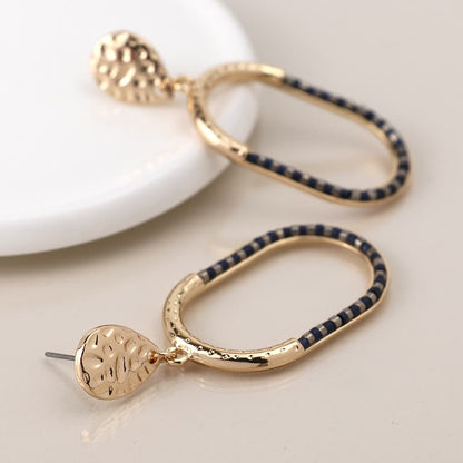 POM Golden & Black Bead Mix Drop Earrings