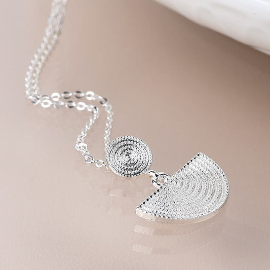 POM Silver Plated Disc & Half Moon Necklace