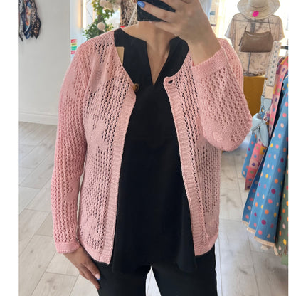 Olive Dusty Pink Fine Knit Cardigan