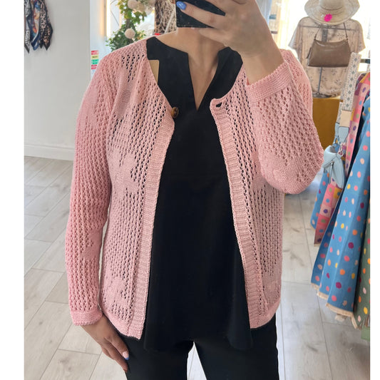Olive Dusty Pink Fine Knit Cardigan