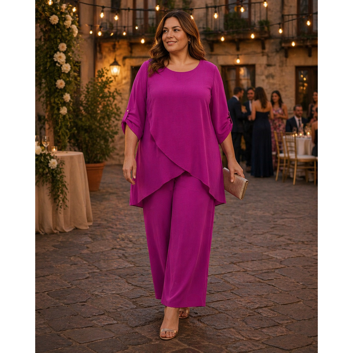 Moira Co-Ord Set – Elegant Drape Top & Wide Leg Trousers (4 Colours)
