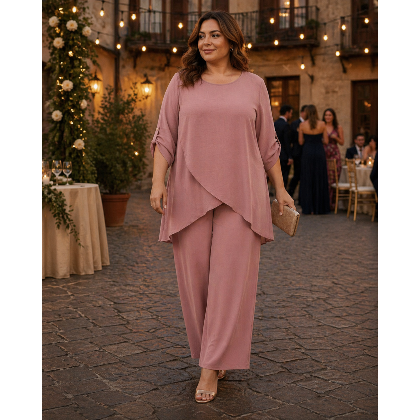 Moira Co-Ord Set – Elegant Drape Top & Wide Leg Trousers (4 Colours)
