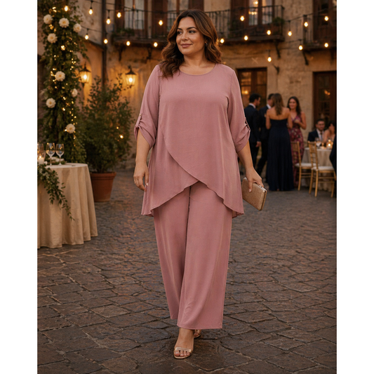 Moira Co-Ord Set – Elegant Drape Top & Wide Leg Trousers (4 Colours)