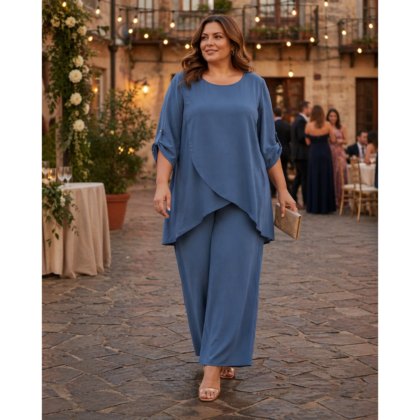 Moira Co-Ord Set – Elegant Drape Top & Wide Leg Trousers (4 Colours)
