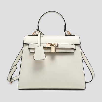 Cream Leatherette Tote Bag/Crossbody