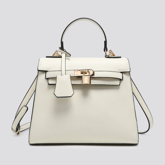 Cream Leatherette Tote Bag/Crossbody