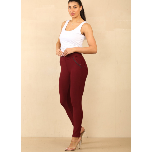 YU & Me Stretch Jeggings Burgandy