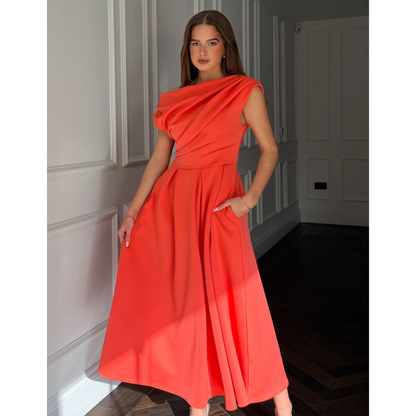 Tamara Coral Asymmetrical Stretch Dress