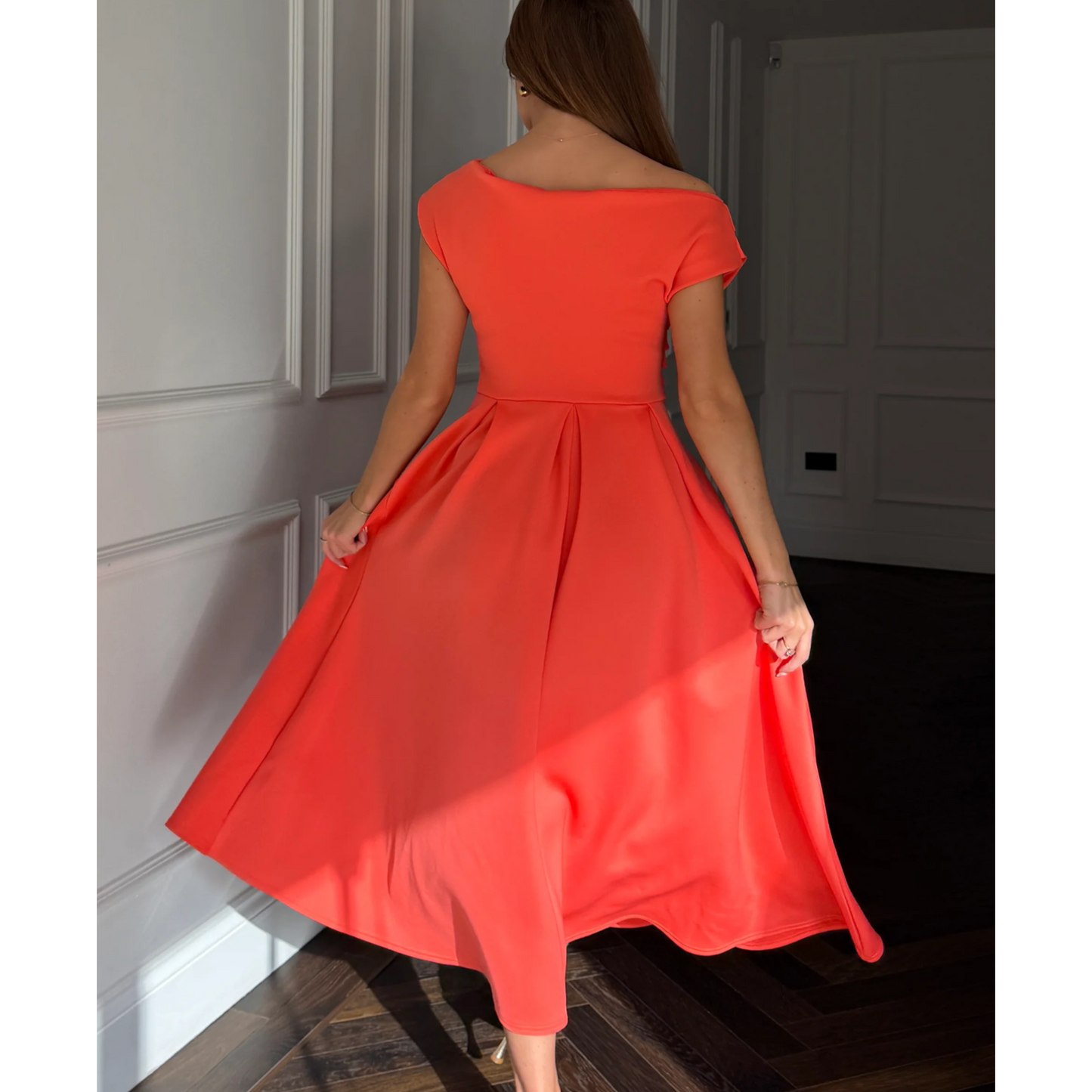 Tamara Coral Asymmetrical Stretch Dress