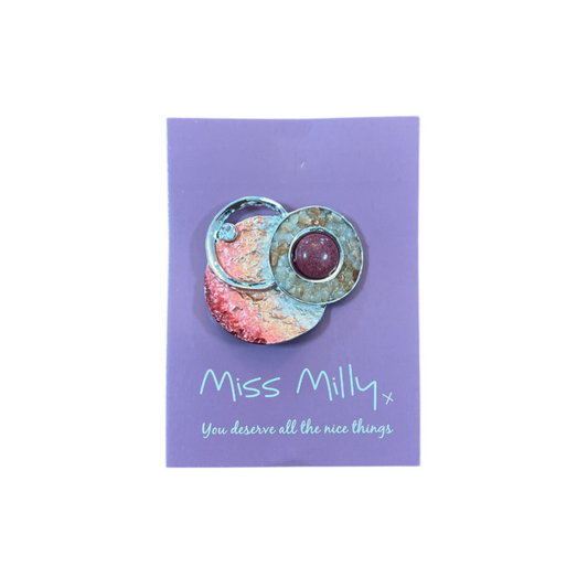 MISS MILLY Magnetic Brooch Rust & Silver