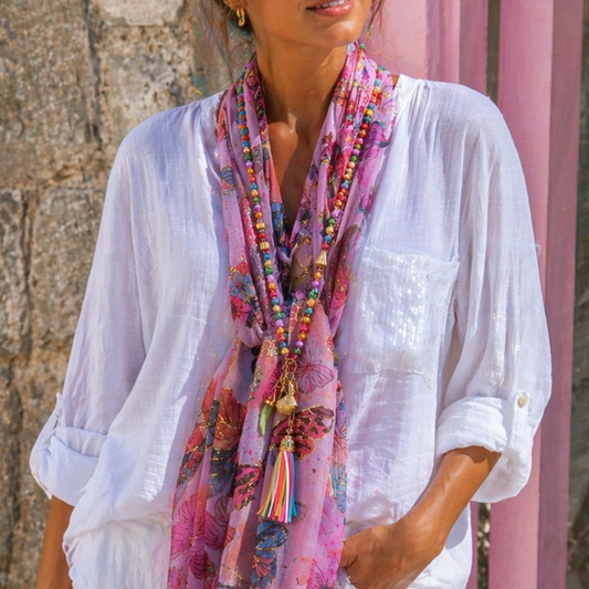 Multicoloured Long Pendant Charm Tassel Necklace