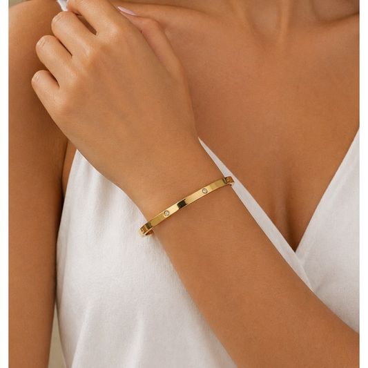 Gold Crystal Detail Elegant Bangle