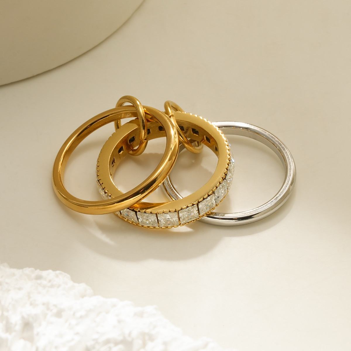 Gold Cz Stacking Rings