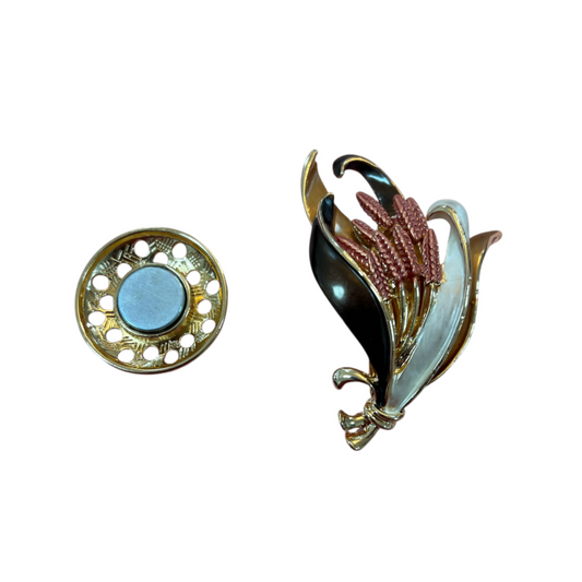 Magnetic Brooch Wheat Sheath Brown & Gold