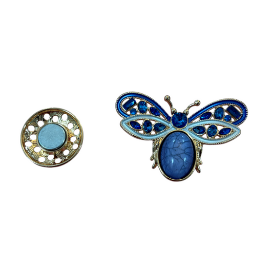 Magnetic Brooch Blue & Gold Butterfly