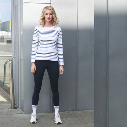 RELAX & RENEW Long Sleeved Striped T-Shirt Blue