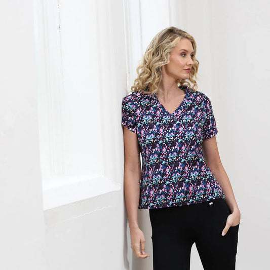 RELAX & RENEW Multicoloured T-Shirt Navy & Mauve
