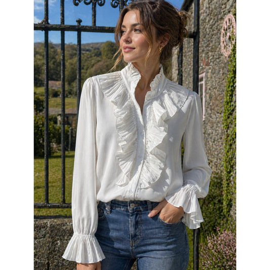 Rosalie White Ruffle Blouse