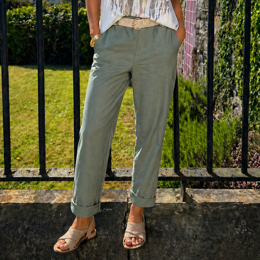 Dani Khaki Green Belted Stretch Bottoms